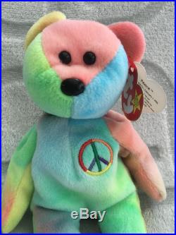 RARE Peace Bear Beanie Baby with All Tag Mistakes