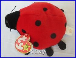 RARE RETIRED Lucky The Ladybug TY Beanie Baby 1993 PVC Pellets