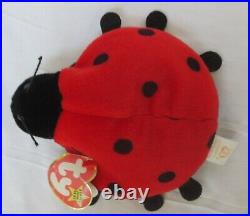 RARE RETIRED Lucky The Ladybug TY Beanie Baby 1993 PVC Pellets