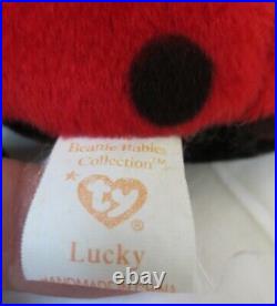 RARE RETIRED Lucky The Ladybug TY Beanie Baby 1993 PVC Pellets