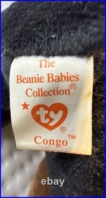 RARE RETIRED MINT Congo the Ty Beanie Baby Gorilla withErrors
