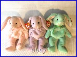 RARE RETIRED MINT Ty Beanie Baby Rabbits, Floppity, Hippity, Hoppity with Errors