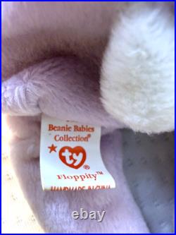 RARE RETIRED MINT Ty Beanie Baby Rabbits, Floppity, Hippity, Hoppity with Errors