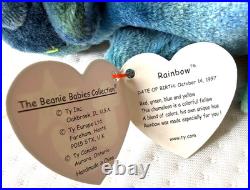 RARE RETIRED MINT Ty Beanie Baby Rainbow the Chameleon