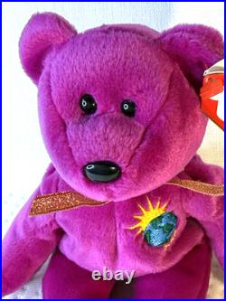 RARE, RETIRED Millennium Purple Beanie Baby Bear with Errors