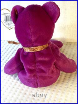 RARE, RETIRED Millennium Purple Beanie Baby Bear with Errors