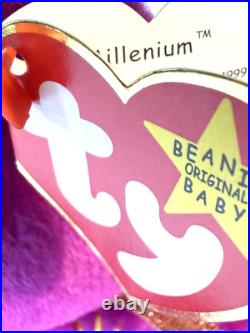 RARE, RETIRED Millennium Purple Beanie Baby Bear with Errors
