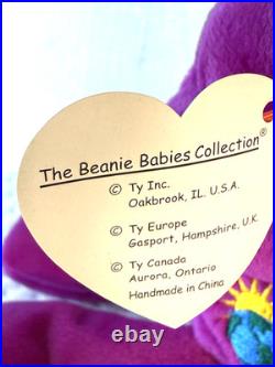 RARE, RETIRED Millennium Purple Beanie Baby Bear with Errors