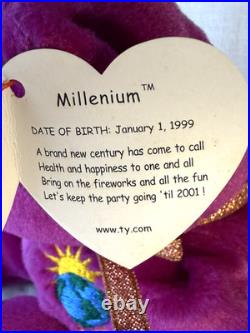 RARE, RETIRED Millennium Purple Beanie Baby Bear with Errors