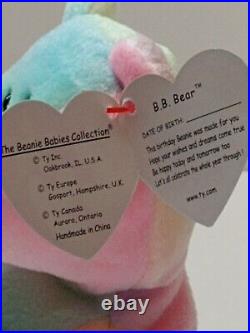 RARE RETIRED ORIGINAL Ty Beanie Baby Birthday Bear B. B. Bear