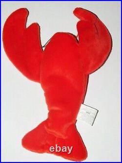 RARE RETIRED TY BEANIE BABY PINCHERS LOBSTER with 2 TUSH TAGS PVC PELLETS ERRORS