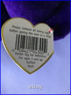 RARE RETIRED TY BEANIE BABY PRINCESS DIANA PURPLE BEAR MINT CONDITION WithTAG