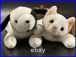 RARE RETIRED TY Beanie Babies Spot the Spotted Dog And Flip PVC, TAG ERRORS