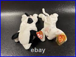 RARE RETIRED TY Beanie Babies Spot the Spotted Dog And Flip PVC, TAG ERRORS