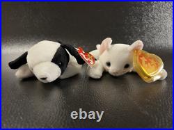 RARE RETIRED TY Beanie Babies Spot the Spotted Dog And Flip PVC, TAG ERRORS
