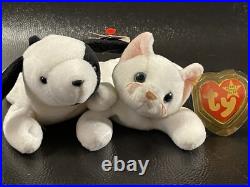 RARE RETIRED TY Beanie Babies Spot the Spotted Dog And Flip PVC, TAG ERRORS