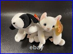 RARE RETIRED TY Beanie Babies Spot the Spotted Dog And Flip PVC, TAG ERRORS