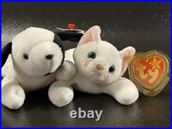 RARE RETIRED TY Beanie Babies Spot the Spotted Dog And Flip PVC, TAG ERRORS