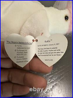 RARE RETIRED TY Beanie Baby Kuku the Cockatoo TAG ERRORS 1997 Vintage