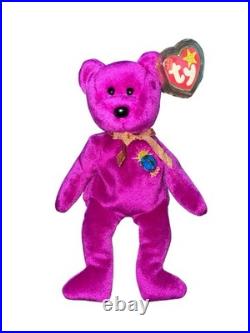 RARE RETIRED Ty Beanie Babies 1999 Millennium Bear MINT TAG ERRORS/PE PELLETS