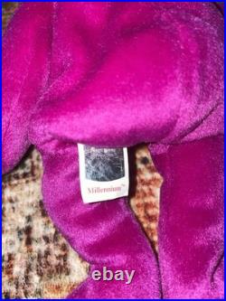 RARE RETIRED Ty Beanie Babies 1999 Millennium Bear MINT TAG ERRORS/PE PELLETS