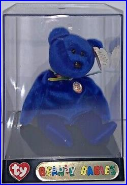 RARE RETIRED Ty Beanie Babies Clubby Official Club Bear 1998 Royal Blue