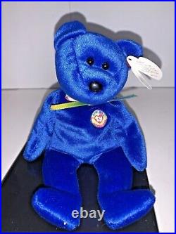 RARE RETIRED Ty Beanie Babies Clubby Official Club Bear 1998 Royal Blue