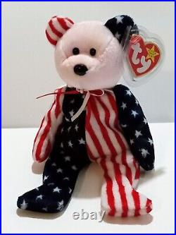 RARE RETIRED Ty Beanie Babies SPANGLE the Bear/PINK FACE 1999 withErrors MWNMT