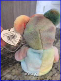 RARE RETIRED Ty Beanie Baby Peace Bear 1996 Multicolor Tag Errors Mint Condit