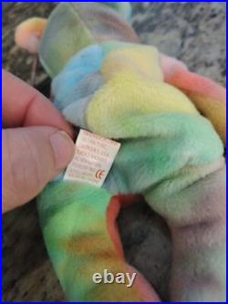 RARE RETIRED Ty Beanie Baby Peace Bear 1996 Multicolor Tag Errors Mint Condit