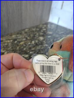 RARE RETIRED Ty Beanie Baby Peace Bear 1996 Multicolor Tag Errors Mint Condit