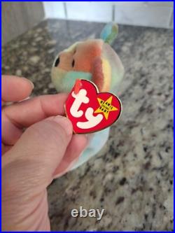 RARE RETIRED Ty Beanie Baby Peace Bear 1996 Multicolor Tag Errors Mint Condit