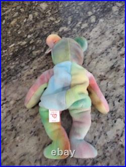 RARE RETIRED Ty Beanie Baby Peace Bear 1996 Multicolor Tag Errors Mint Condit