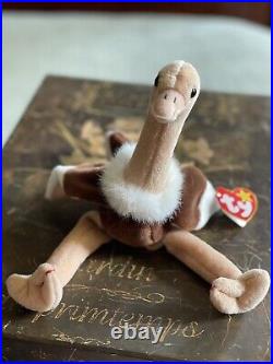 RARE RETIRED Ty Beanie Baby Stretch the Ostrich 1997 with tag ERRORS