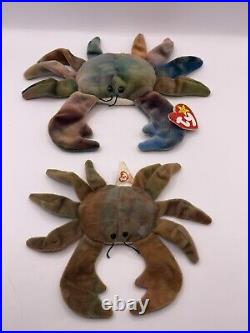 RARE TAG ERROR Ty Beanie Babies 1996 Claude the Crab NEAR MINT & Baby Crab