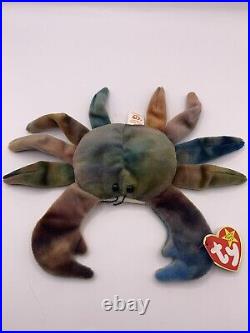 RARE TAG ERROR Ty Beanie Babies 1996 Claude the Crab NEAR MINT & Baby Crab