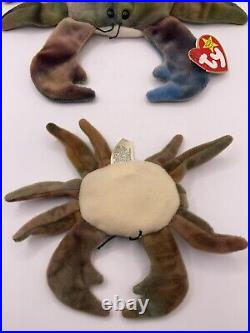 RARE TAG ERROR Ty Beanie Babies 1996 Claude the Crab NEAR MINT & Baby Crab