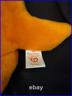 RARE TAG ERRORS Goldie the Goldfish Ty Beanie Babies NEAR MINT CONDITION
