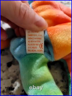 RARE TAG ERRORS! Ty Beanie Babies Peace Bear 1996 Retired Original with Tags