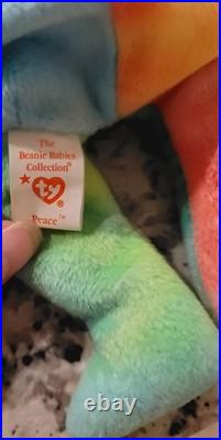 RARE TAG ERRORS! Ty Beanie Babies Peace Bear 1996 Retired Original with Tags