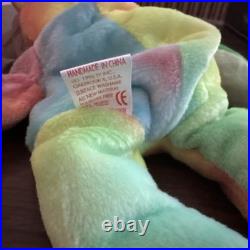 RARE/TAG ERRORS Ty Beanie Baby Peace Bear Multicolor 1996 Retired Beanie Babies