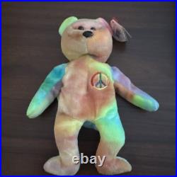 RARE/TAG ERRORS Ty Beanie Baby Peace Bear Multicolor 1996 Retired Beanie Babies