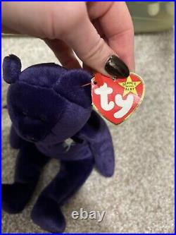 RARE TY 1997 1st Edition Princess Diana Bear (PURPLE) Beanie Baby