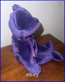 RARE TY 1997 1st Edition Princess Diana Bear (PURPLE) Beanie Baby