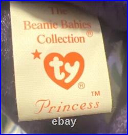 RARE TY 1997 1st Edition Princess Diana Bear (PURPLE) Beanie Baby