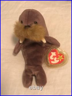 RARE TY BEANIE BABIES JOLLY WALRUS With Tag ERRORS Plush Toy PVC Retired