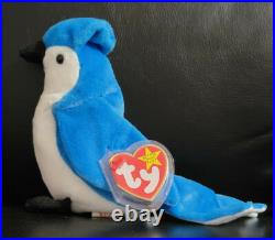 RARE TY BEANIE BABIES ROCKET THE BLUEJAY ERRORS RETIRED Stamped 212 NWT F/S