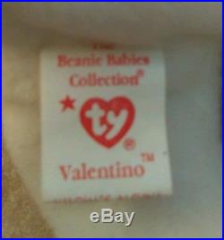 RARE TY BEANIE BABY 94 VALENTINO withERRORS PVC PELLETS