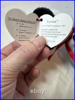 RARE! TY BEANIE BABY FORTUNE PANDA 1997 NEW PE PELLETS, WithERRORS #408 MINT RARE! TY BEANIE BABY FORTUNE PANDA 1997 NEW PE PELLETS, WithERRORS #408 MINT
