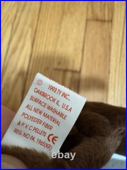 RARE TY Beanie Babies Chocolate the Moose With Hang Tag Error